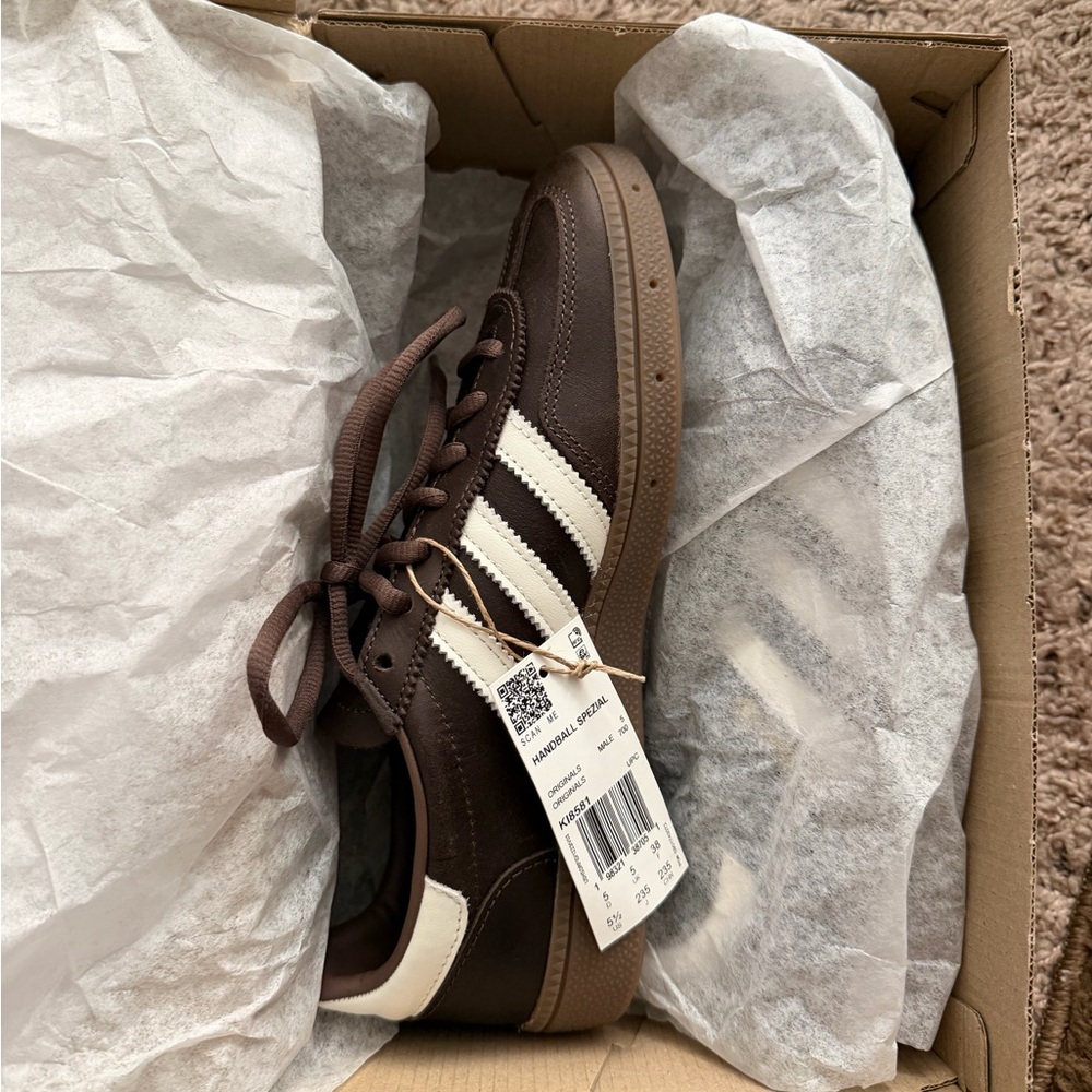 adidas Brown Handball Spezial Shoes with White Stripes